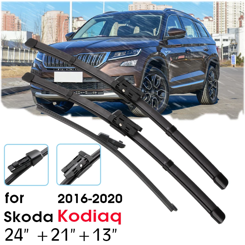 

BROSHOO Wiper Front Rear Wiper Blades Set For Skoda Kodiaq 2016 2017 2018 2019 2020 Windshield Windscreen Window 24"+21"+13"