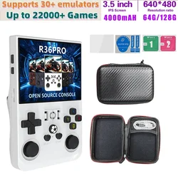 R36 Pro Console Up to 22000+ Games Handheld Game Players 3.5 Inch IPS Screen Open Source Console Pocket Video Player 64G/128GB
