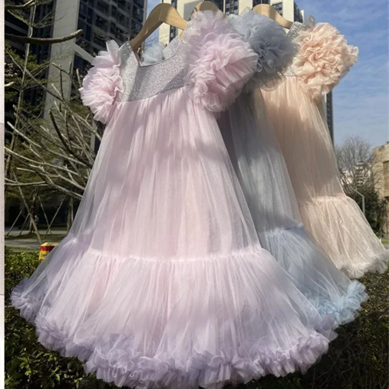 Girl Dress Kids Skirts Spring Autumn Cotton 2024 Graceful Flower Girl Dress Party Evening Gown Beach Outdoor Children Clothing