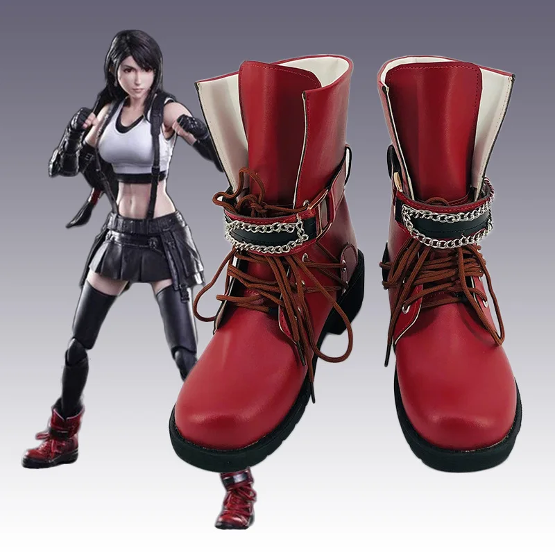 

Final Fantasy VII Tifa Lockhart Cosplay Shoes Mid-calf Boots Halloween Masquerade Carnival Performance Party Costume Props