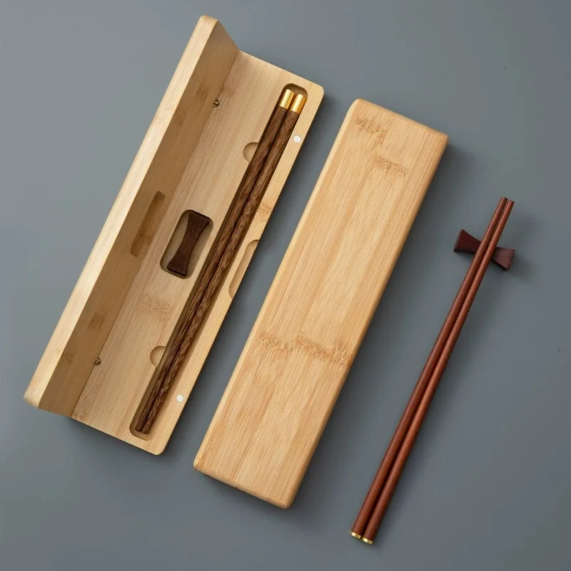 Wooden Chopsticks Set Chopsticks Holder Portable Storage Wooden Box Lacquerless Waxless Natural Material Chinese Creative Gifts