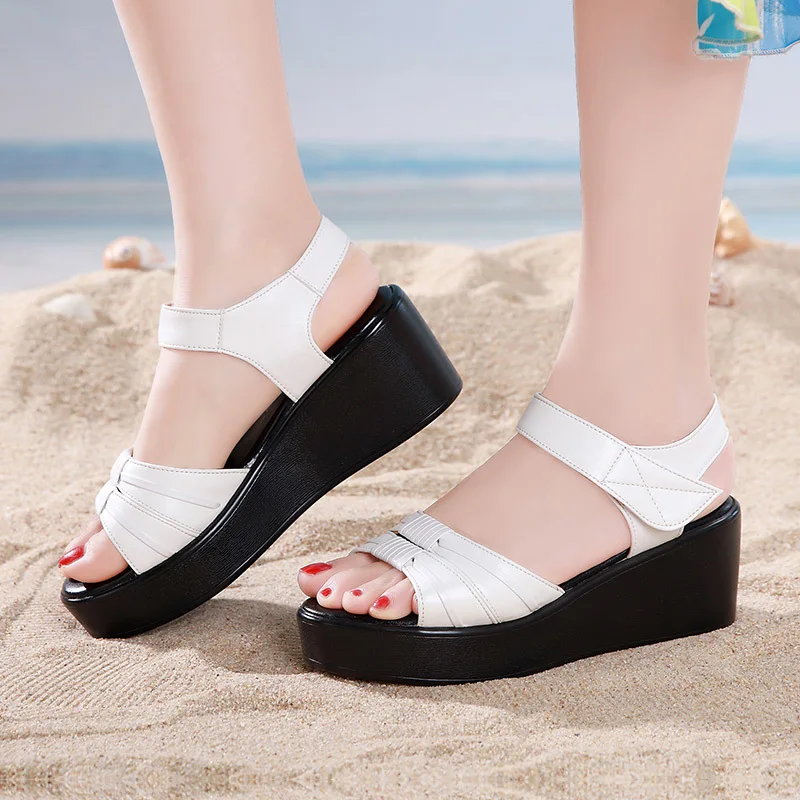 High quality summer wedge sandals for women 6cm high heels new 2024 size 32 33 42 43 platform open toe elegant shoe gold