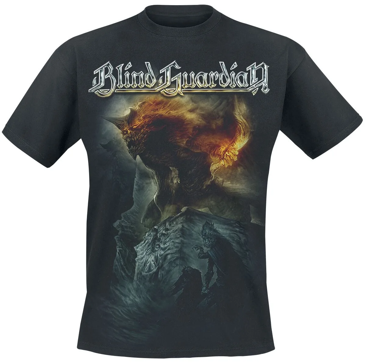 Camiseta con estampado de doble cara Blind Guardian Nightfall in Middle-Earth Balrog, camiseta informal neutra 100% algodón, Power Metal Stree