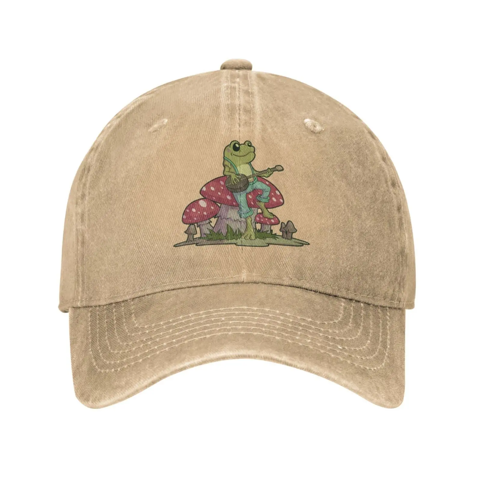 

Aesthetic Frog Playing Banjo on Mushroom Cute Baseball Cap Black Women Men Dad Hat Golf Cowboy Hat Trucker Hat