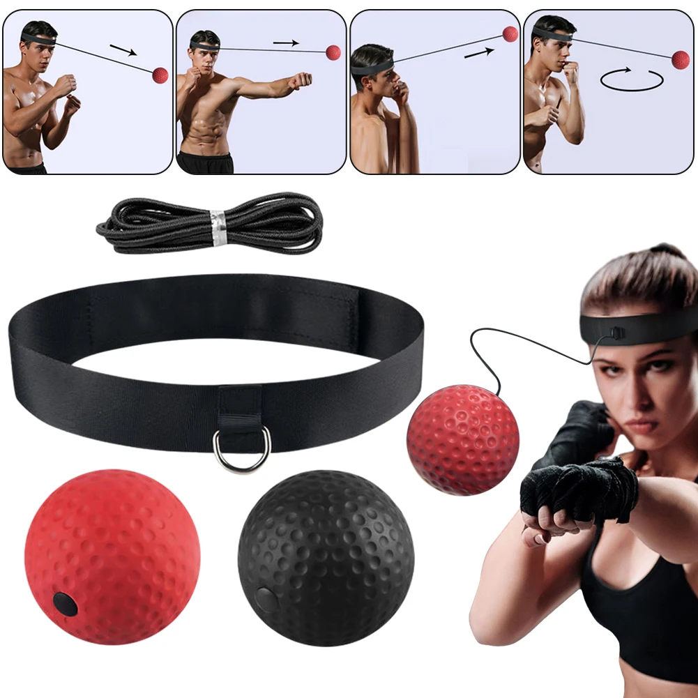 Reflex Ball Set with Headband Stress Relief PU Boxing Training Ball Hand Eye Coordination Training Improve Speed for Adult Kids