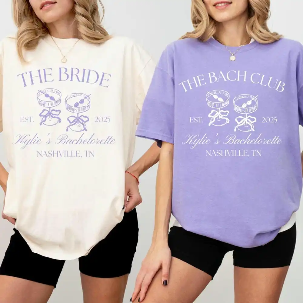 The Bach Club Bachelorette Print Comfort Shirts Custom Location And Name Bachelorette Party Tee Y2K Top Daily Trendy Streetwear