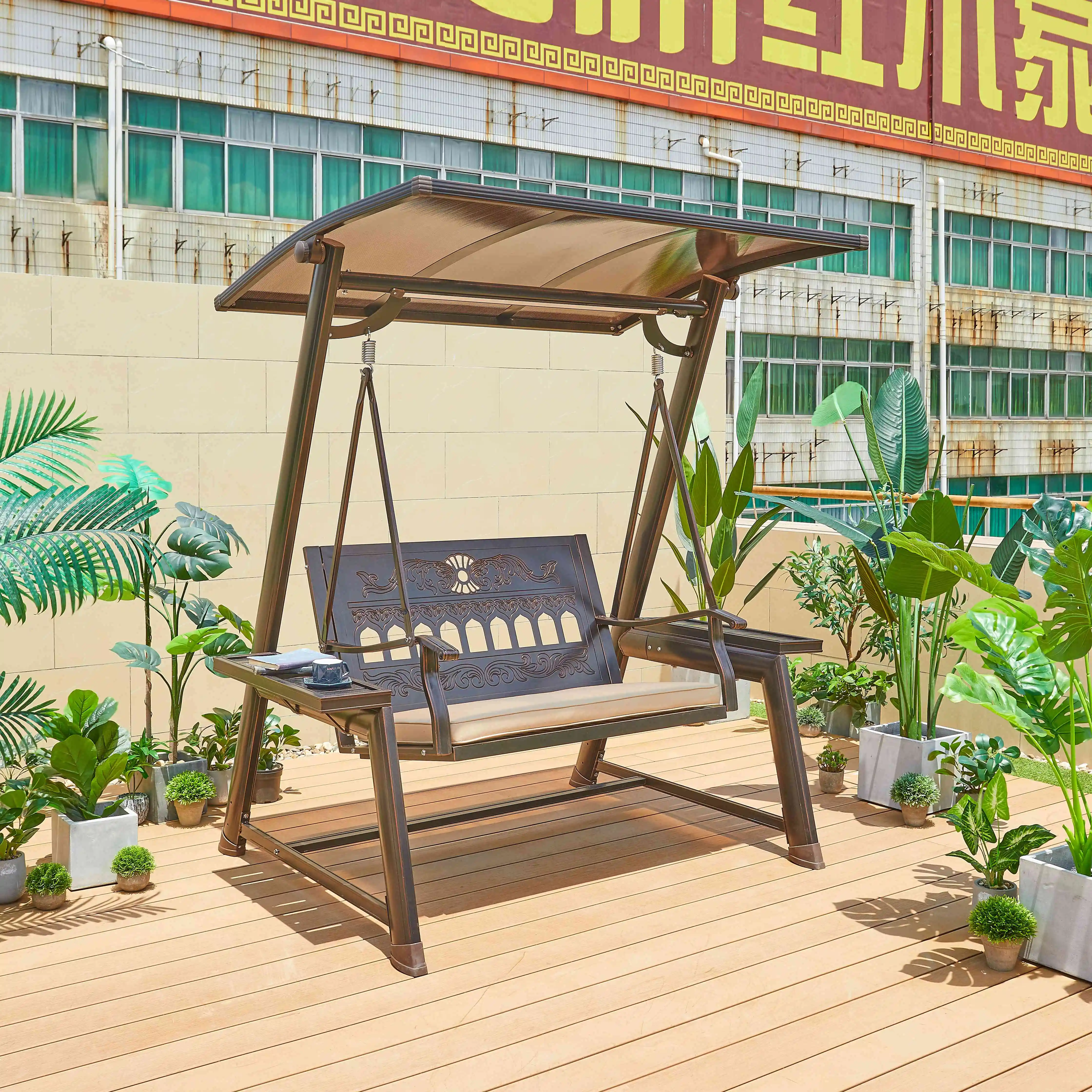 Outdoor Furniture Wholesale Garden Leisure Balcony Aluminum Swing Metal Swing for 2 Seats Panama Patio Swing for Adult