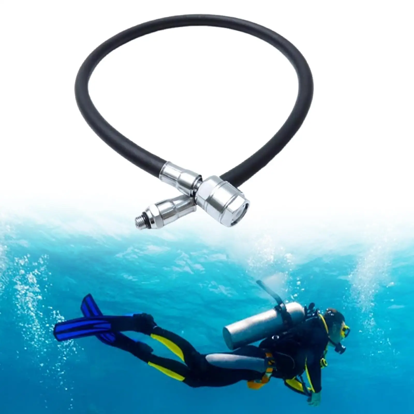 

Scuba Diving Hose Replacement 500PSI Rotatable Head Attachment Rubber Quick Release Connector Dive Regulator Hose Flexible Hose