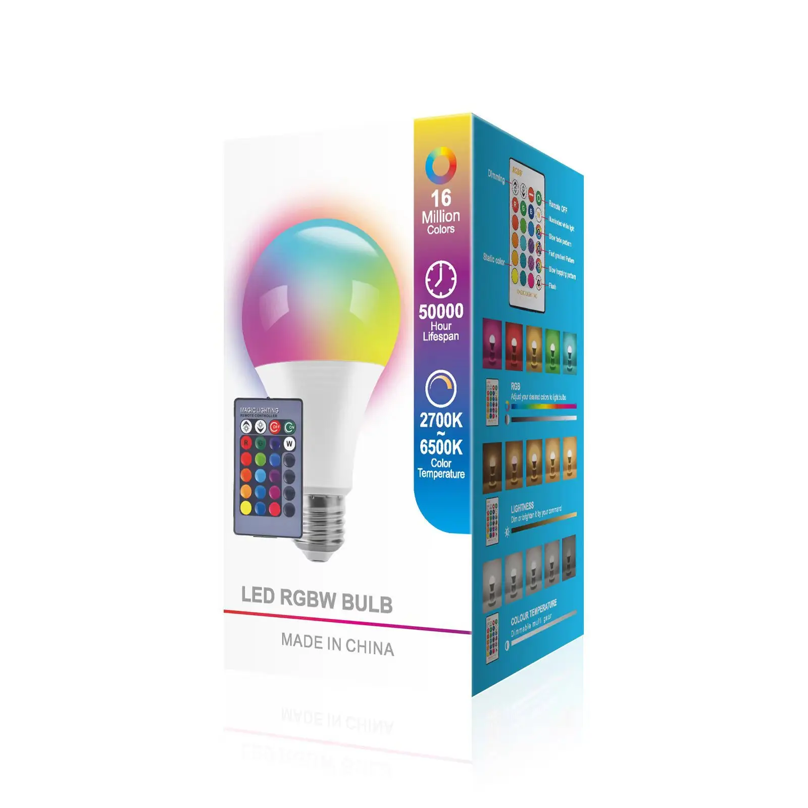 Bombilla LED RGB de 16 colores, Bombilla Multicolor E27, Base de 220V, iluminación del hogar regulable, 24 teclas, Control remoto, luz de neón de ambiente