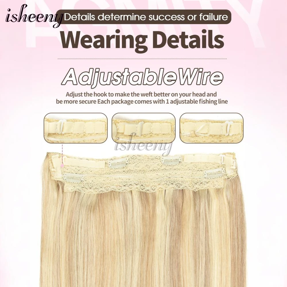 70G-100G Draad In Human Hair Extensions Rechte Natuurlijke Haarextensies Dik Haar Einde Hoogtepunt Haarstukje Onzichtbare vislijn