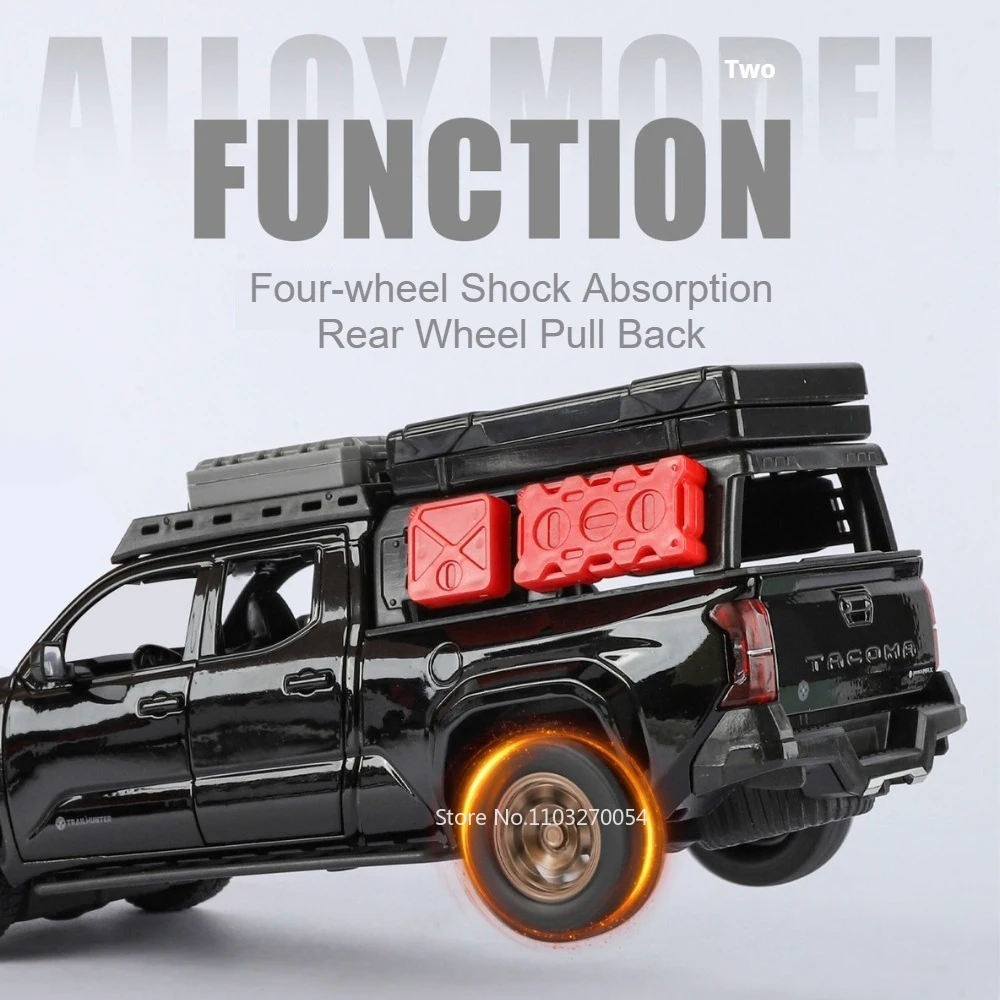 1:24 Tacoma Legierung Diecast Modell Spielzeug Autos Sound Licht Zurückziehen Türen Geöffnet Miniatur Geländewagen Dekorationen für Freunde