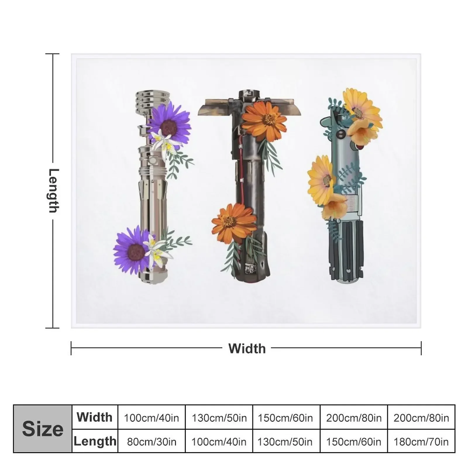 Lightsaber flower collection Throw Blanket Thermals For Travel Weighted Personalized Gift Blankets