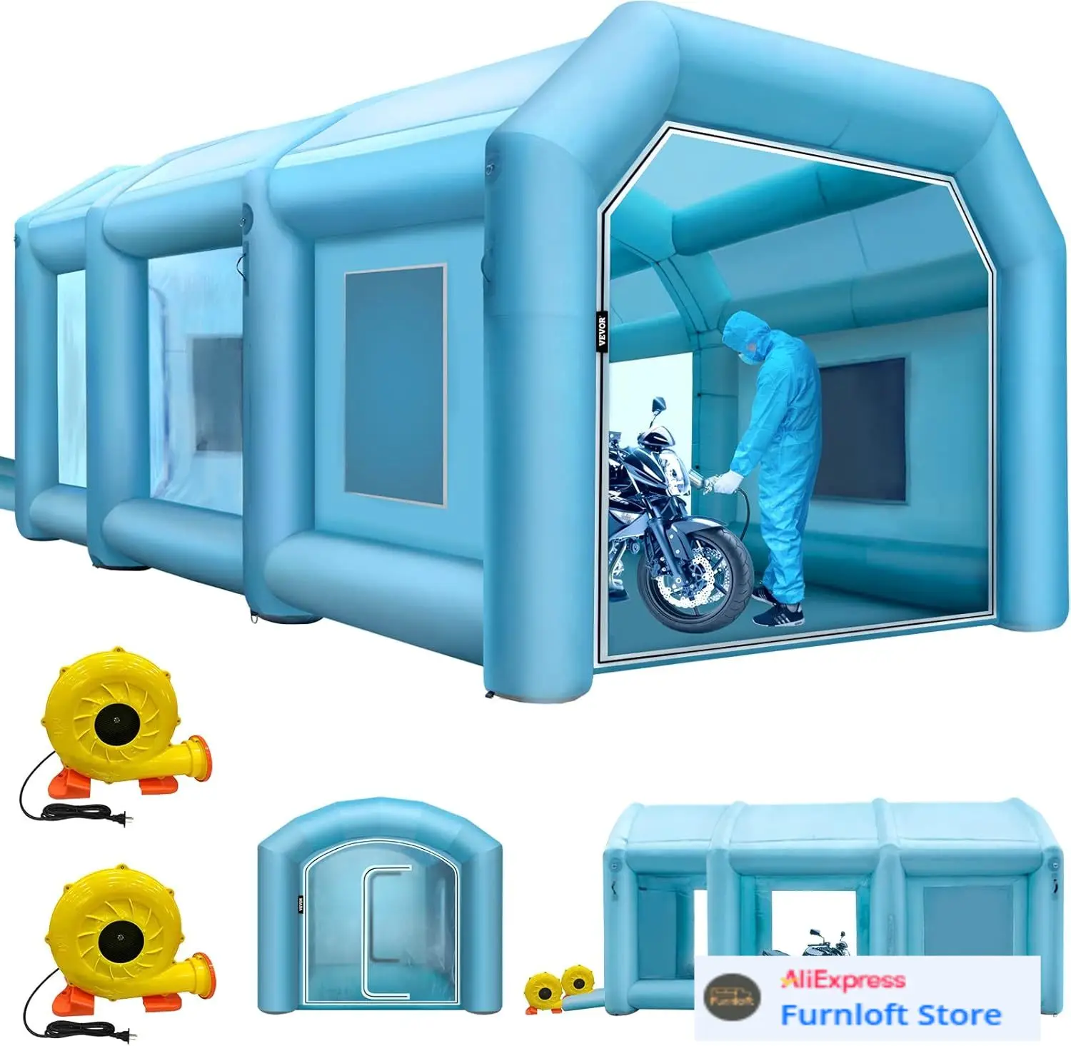 

Inflatable Paint Booth, 29.5x19.7x13 ft Spray Paint Booth, with 2 Powerful Blowers Inflatable Spray Booth with Air Filter System
