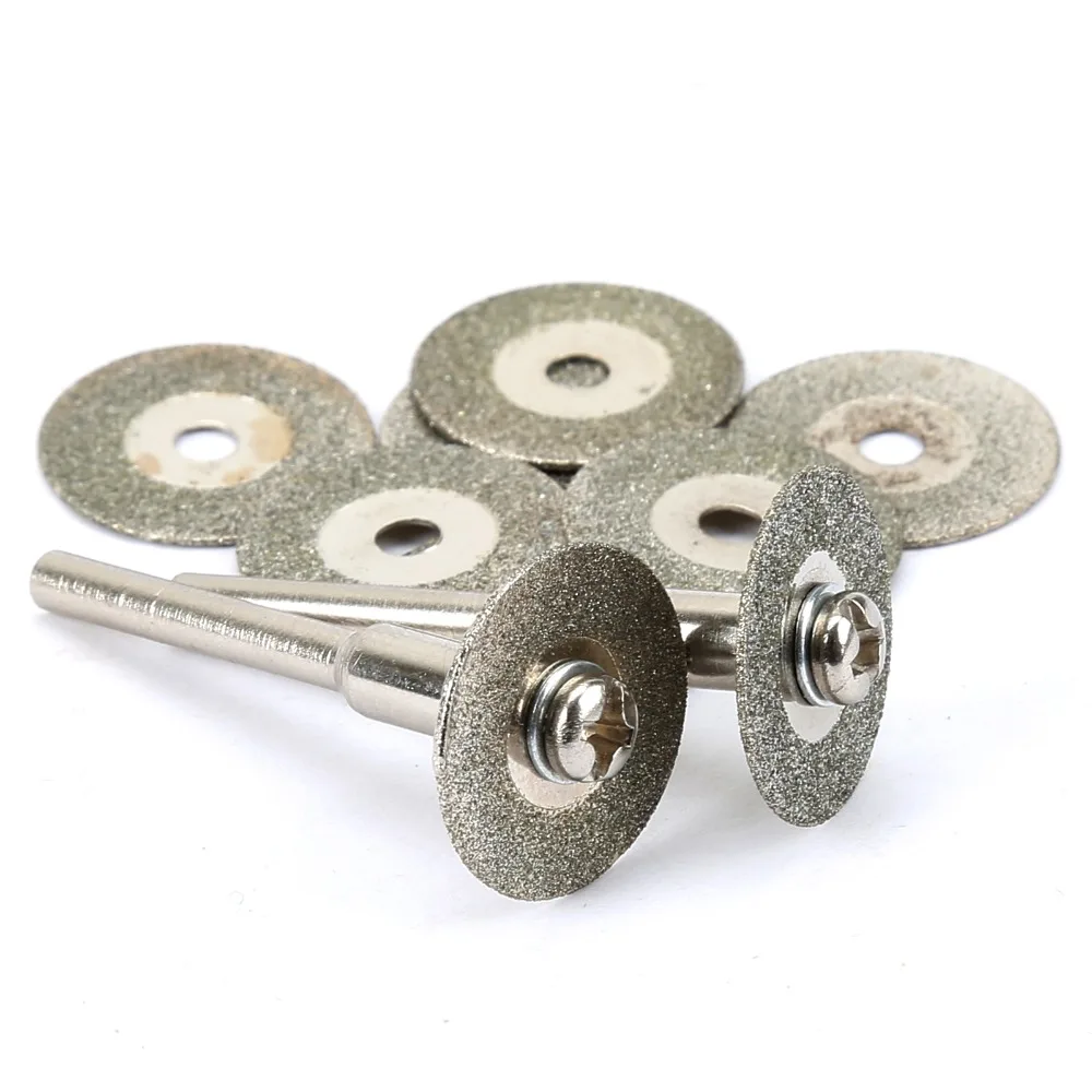10pcs 16mm Diamond Cutting Discs Cut Off Blade Drill Bit for Dremel Accessories Rotary Tool Abrasive Disc with 2pcs 3mm Mandrel