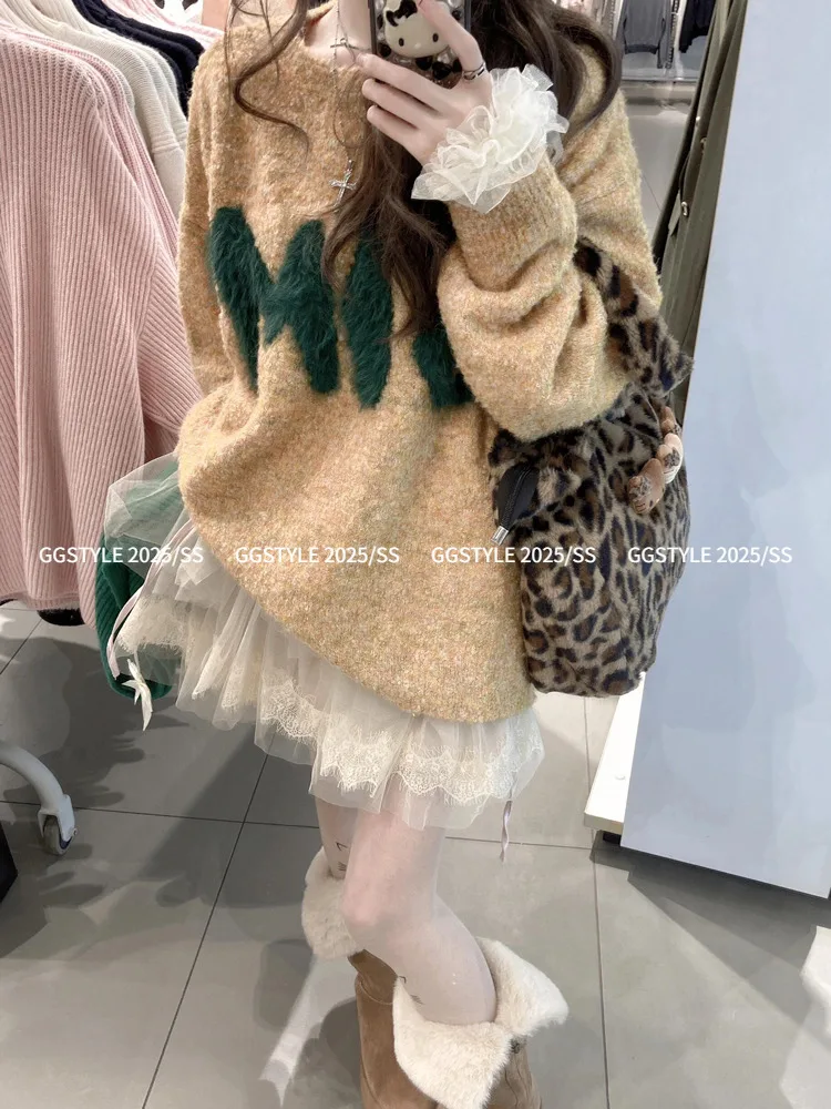 

Свитера, джемперы, пуловеры, женская танцевальная одежда с открытыми плечами, стиль Gyaru, уличный городский Y2K, модный японский Kawaii Ulzzang, зимняя посадка