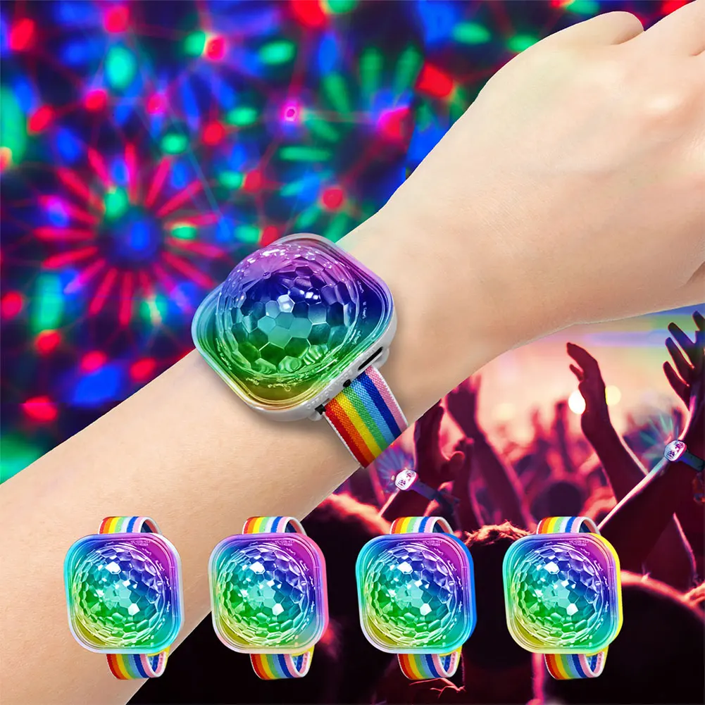 USB Wristband Disco Strobe Lights Sound Control Wearable Watch Light Mini Bracelet Wrist Atmosphere Lamp for Dance Party