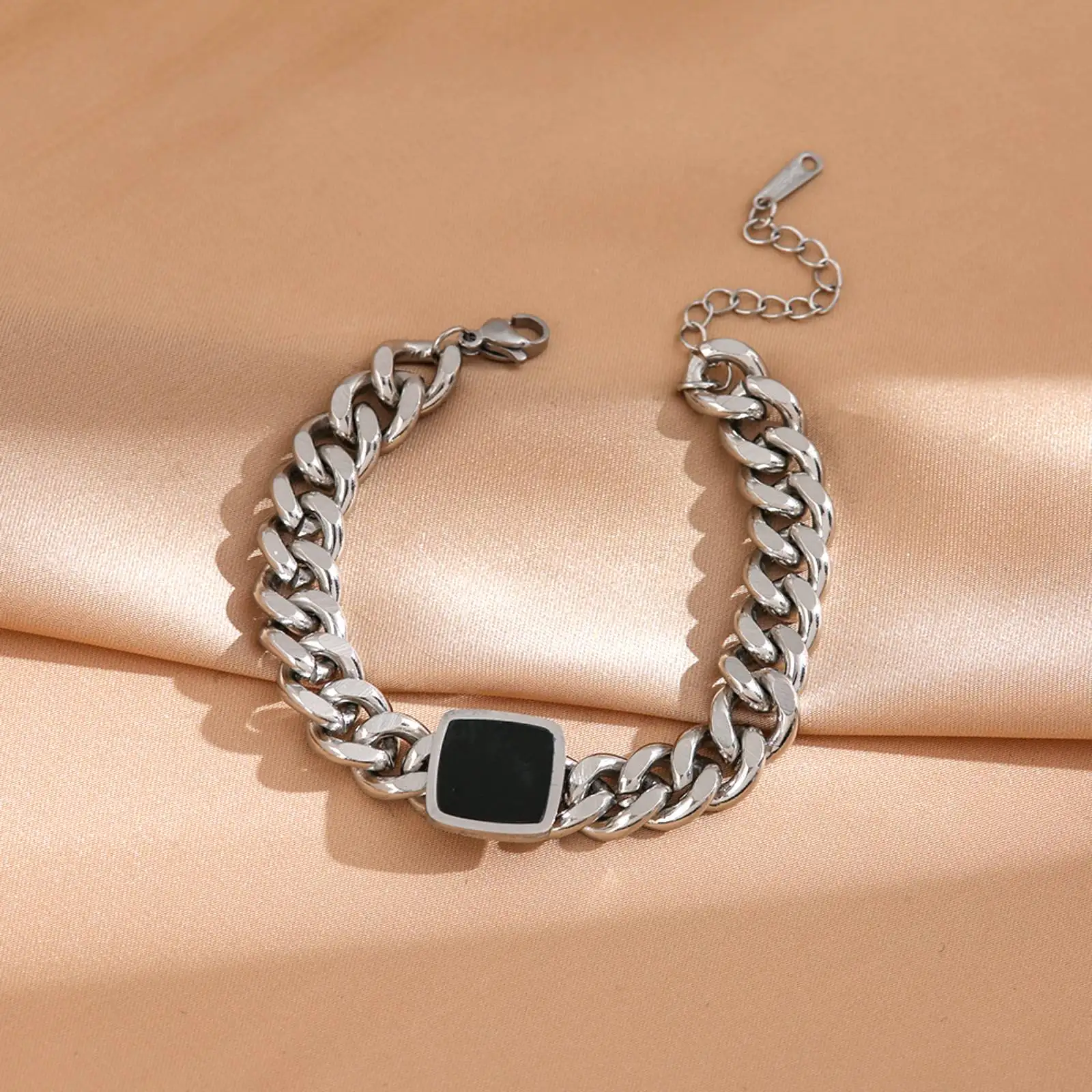 Kuba-Kettenarmband aus Edelstahl für Damen und Herren, Geschenke, Modeschmuck, Accessoires – Detail 1