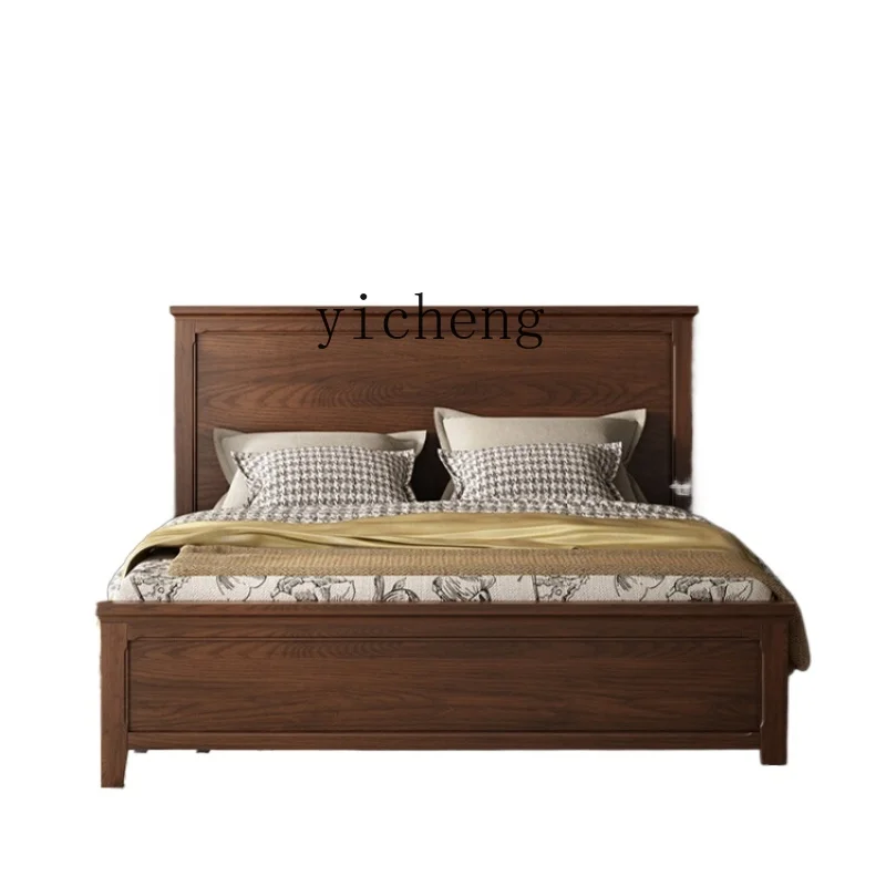 

ZF Full Solid Wood Bed Air Pressure High Box Storage Double Bed Ash Wood Bed in Master Bedroom Style