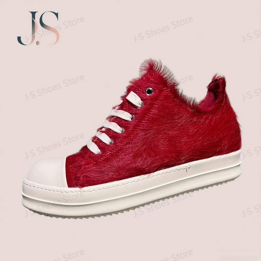 

Ro Geobasket Red Horsehair Low Top Shoes Luxury Men Shoe Lace Up Women Sneaker Red Horse Hair Casual Sneakers Boots