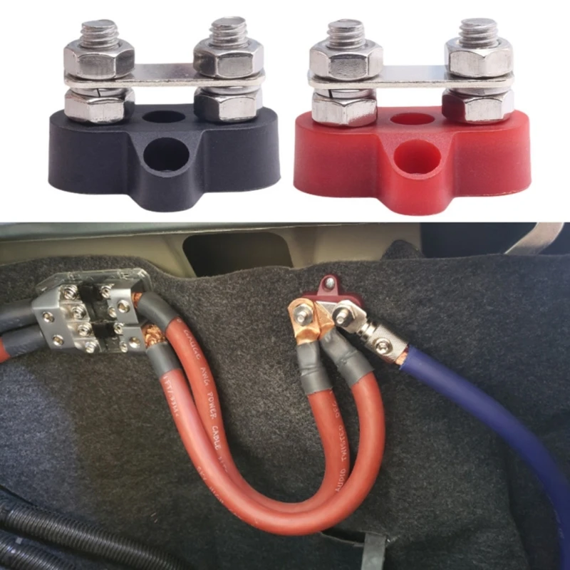 Double Connection Electrical Busbar Distribution Block Suitable for Car Motorhomes Truck Boat Power Terminals Block 2pcs