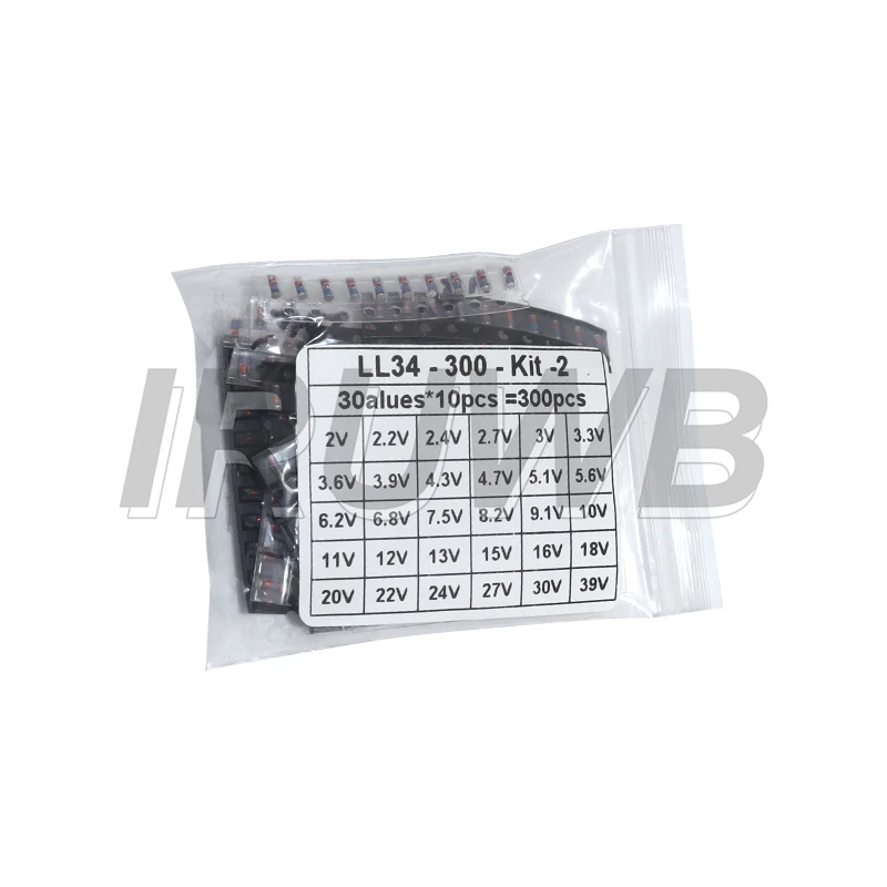 300PCS SMD Diode Set 1N4148 0.5W 1/2W 3V-24V 2V-39V SMD LL34 Zener Diode Kit