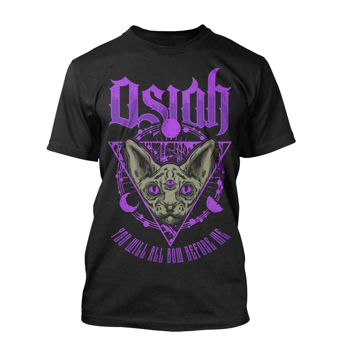 Osiah Brutal Badge Graphic T‑Shirt Gritty Splattered Vintage Artwork Sinister Ram Cranium Core Circular Occult Medallion