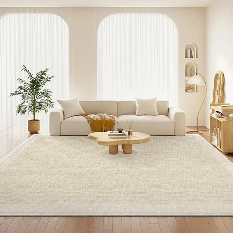 Living Room Carpets Minimalist Large Area Cream Style Bedroom Bedside Rug Non Slip Hairless Beige Cloakroom Floor Mat Tapete 양탄자