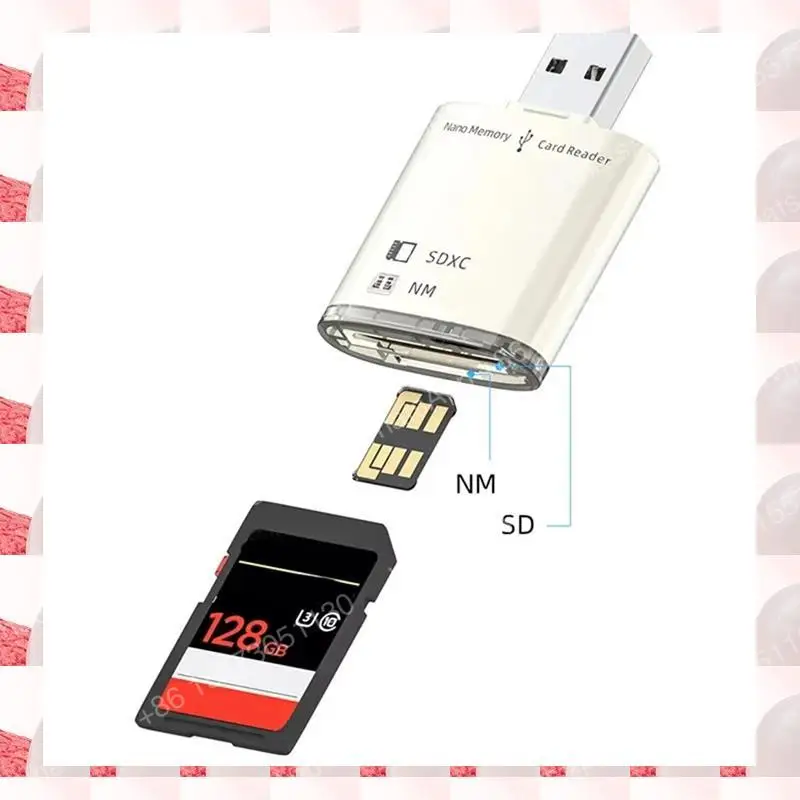 Комплект из 5 USB-адаптеров ABGN USB3.0 для чтения карт NM, для карт памяти Huawei NM Nano, адаптер для записи, расширитель памяти ПК, USB-конвертер, серый
