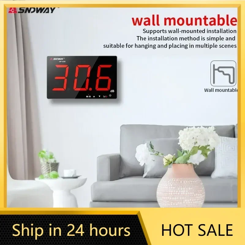 SNDWAY SW-525A/B/G Sound Level Meter 30-130 dB Noise Gauge Digital Decibel Monitor Audio Tester Wall Mounted Decibelimeter