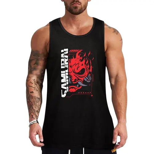 Camiseta sin mangas de banda de rock samurái para hombre, accesorios de gimnasio, camisa deportiva