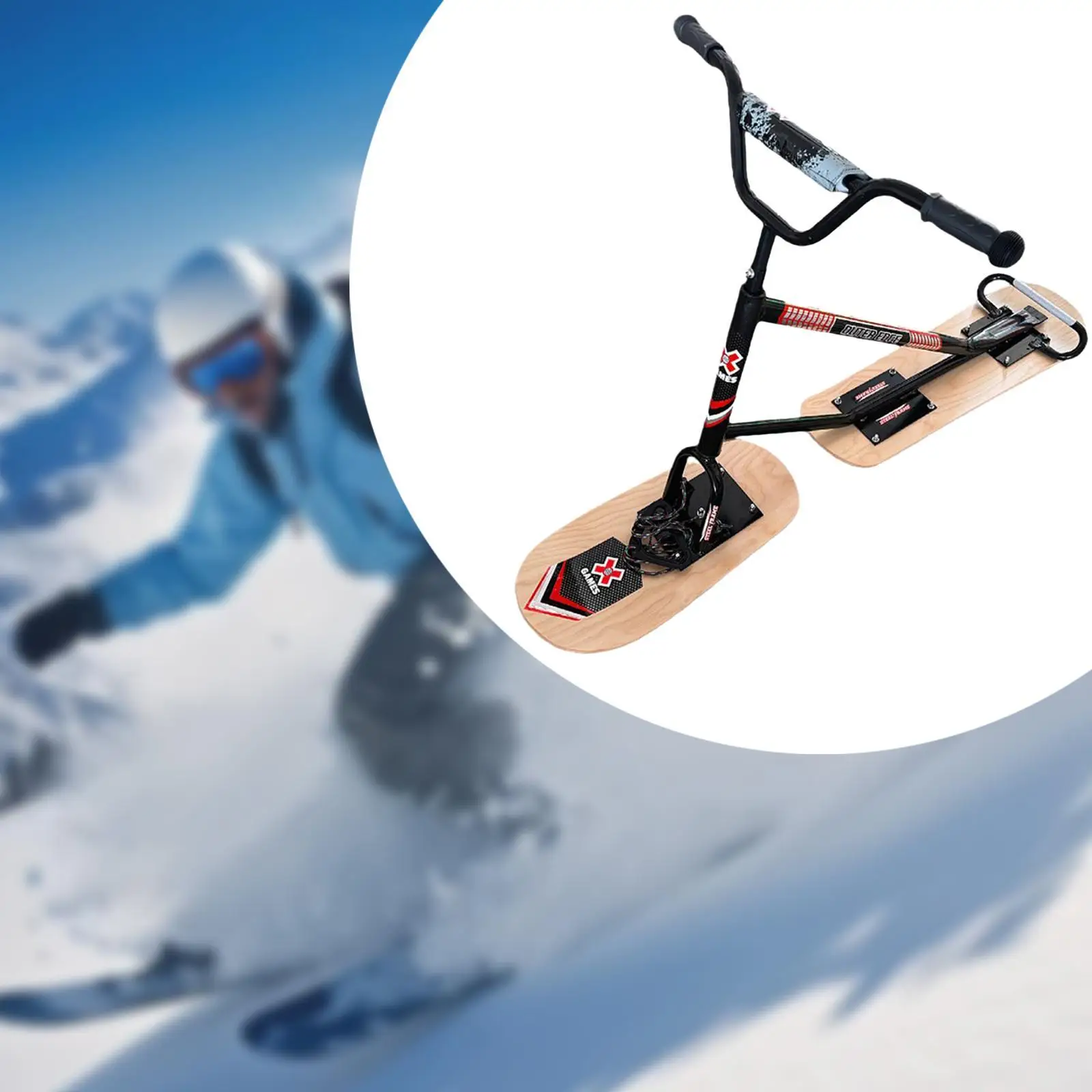 Snow Scooter Winter Rider Ski Board for Children Adults Lightweight Snow Sled for Winter Sports Snowboarding Backyard Teenagers