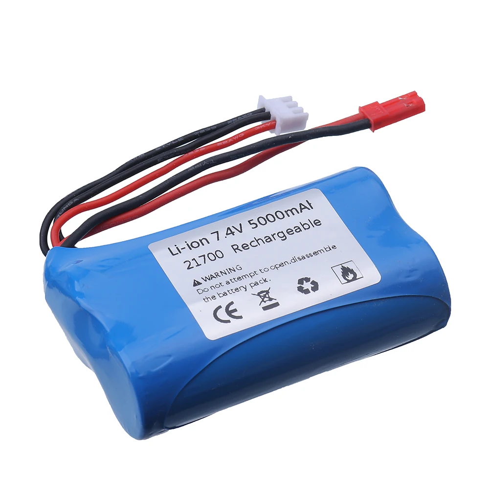 (Enchufe JST) batería de iones de litio de 7,4 V 5000mAh para Control remoto, coches de carreras todoterreno, camiones, piezas de juguetes, batería de 7,4 V para helicóptero RC