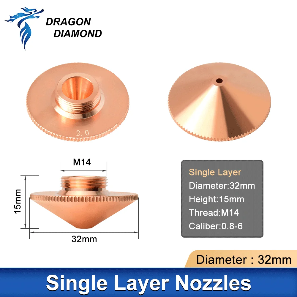 Laser düse einzelne doppelt verchromte Schichten d28 d32 Kaliber 1,0-5,0mm für Ray tools Precitec Wsx CNC Faser schneidkopf