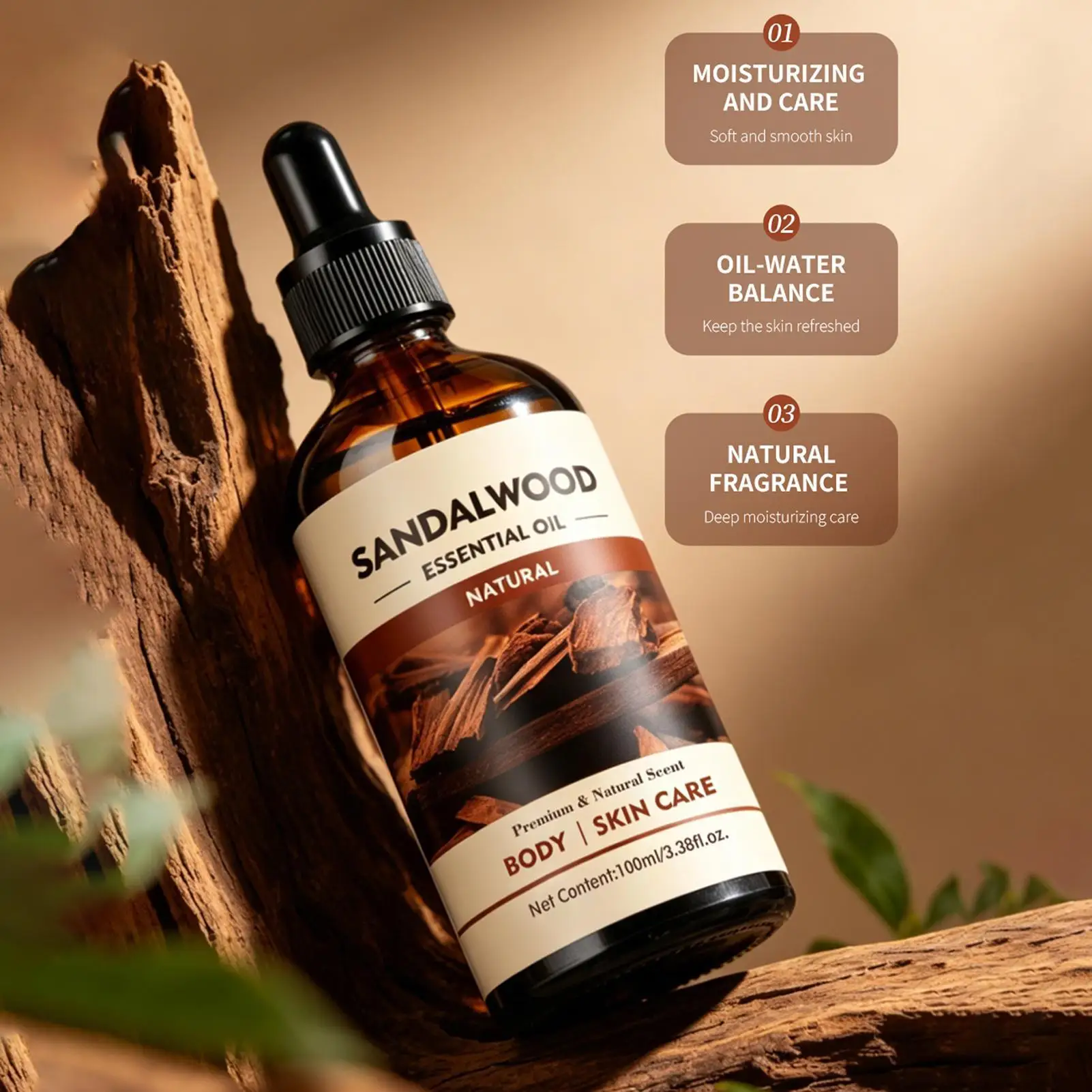 Sandalwood Fragrance Oil 100ml Natural Aromatherapy Essential Oil For Diffuser Skin Body Massage Hair Care Meditation DIY Candle
