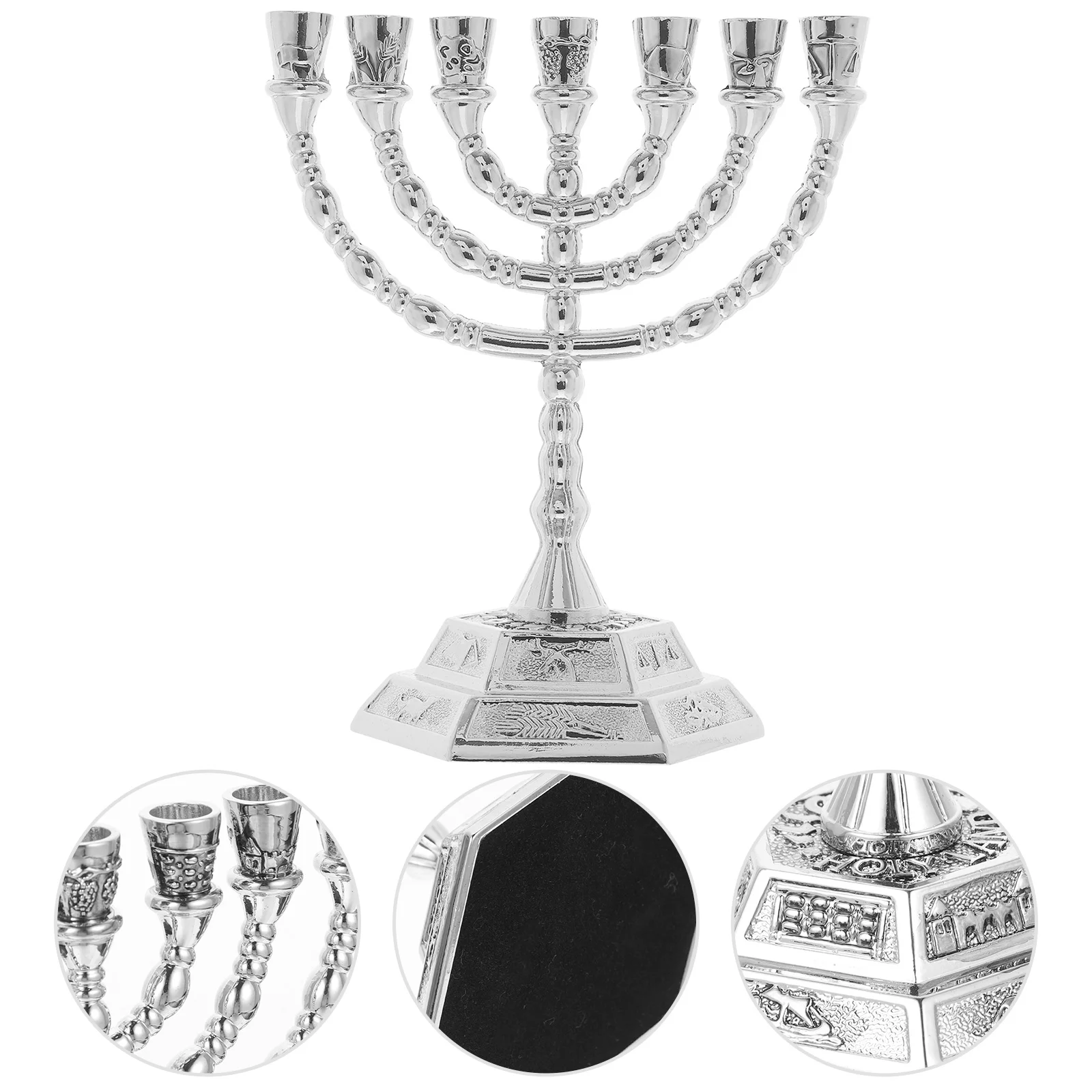 7 Candlesticks Dining Table 7-arm Ornaments Tealight Holder Decor Desktop Religious Menorah Seven Holes