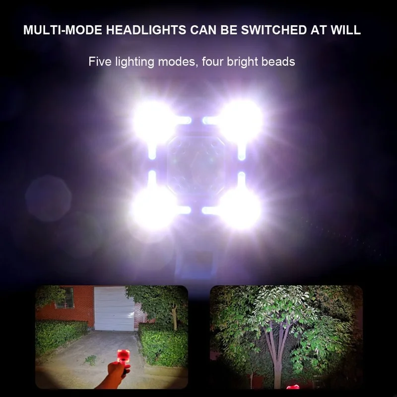 2 in1 4 Lamp Cycling Light 140 dB Bike Bell Front Bicycle Headlight 4 Modes Safety Night Cycling Lamp+Loud Alarm Security