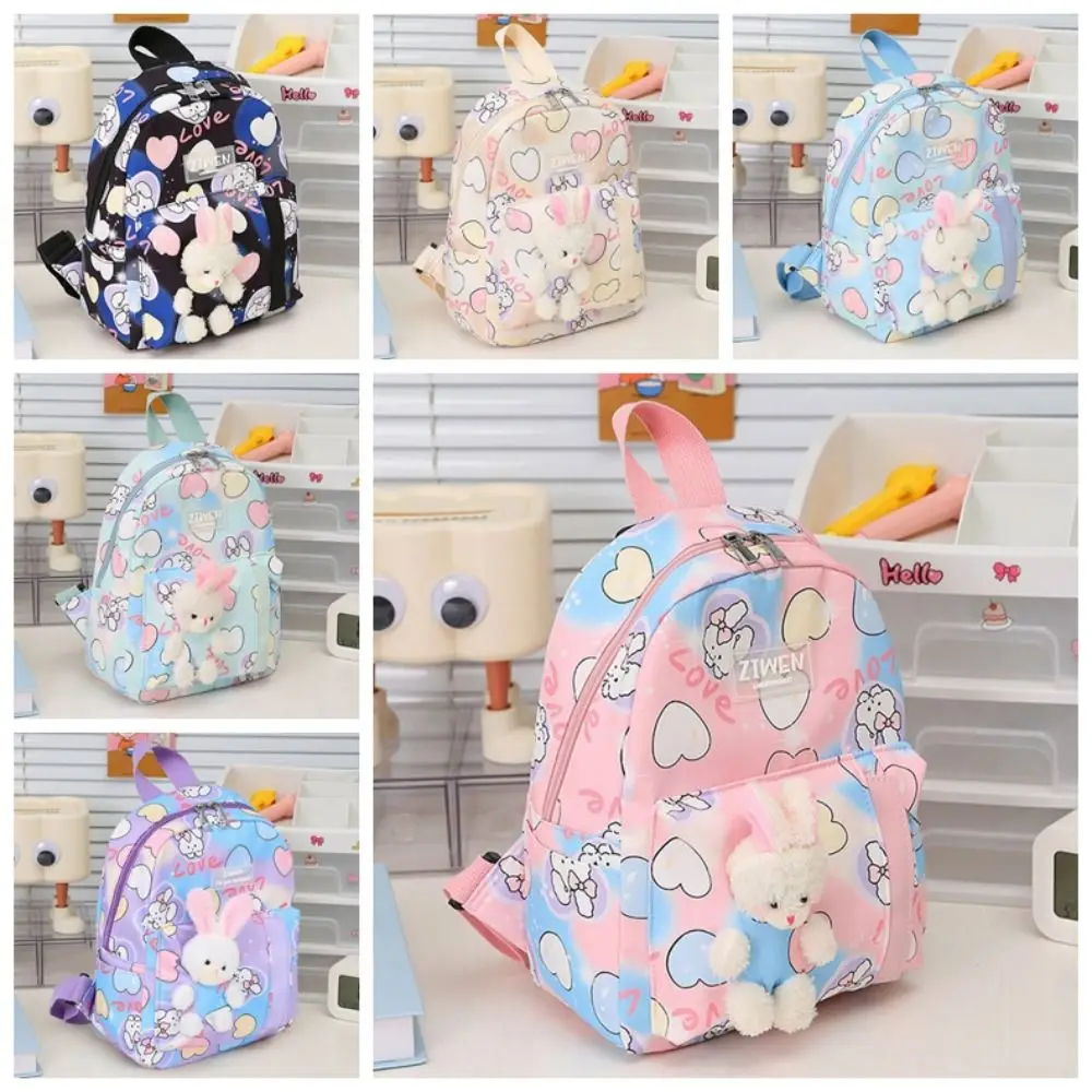 Mochila escolar de nailon para niños, morral escolar de gran capacidad para estudiantes, guardería, conejo, novedad