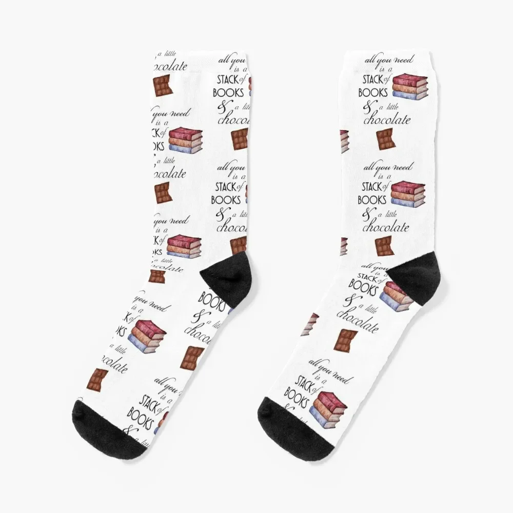 Books and Chocolate All You Need Socks shoes Thermal man winter Woman Socks Men's