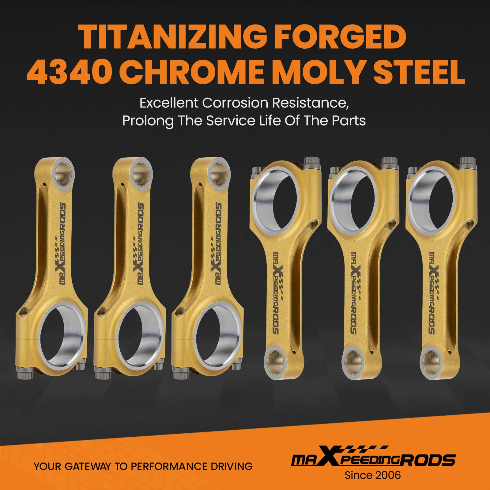4340 FORGED CONNECTING RODS FOR VW AUDI TT 8N3 8N9 3.2 24V VR6 ARP 2000 6.457