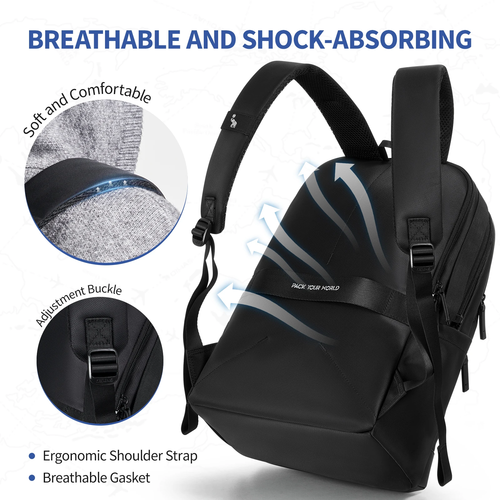 OIWAS Business Backpack Waterproof Breathable Multi-Layered Professional Laptop Bag for Men And Women Business travel