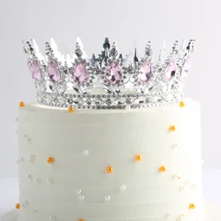 Beautiful Crystal Large Crown Cake Decoration Crown Cake Topper for Gril Birthday Party Cake Decorations