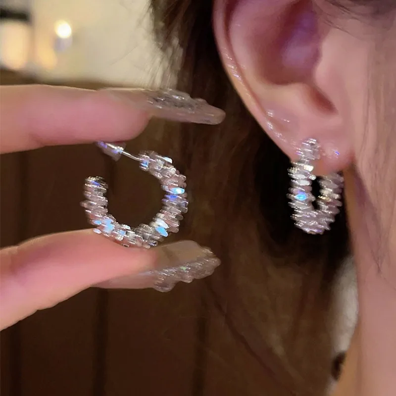 

C-shaped earring, 925 silver needle, plated 925 sterling silver Stylish earrings go with everything