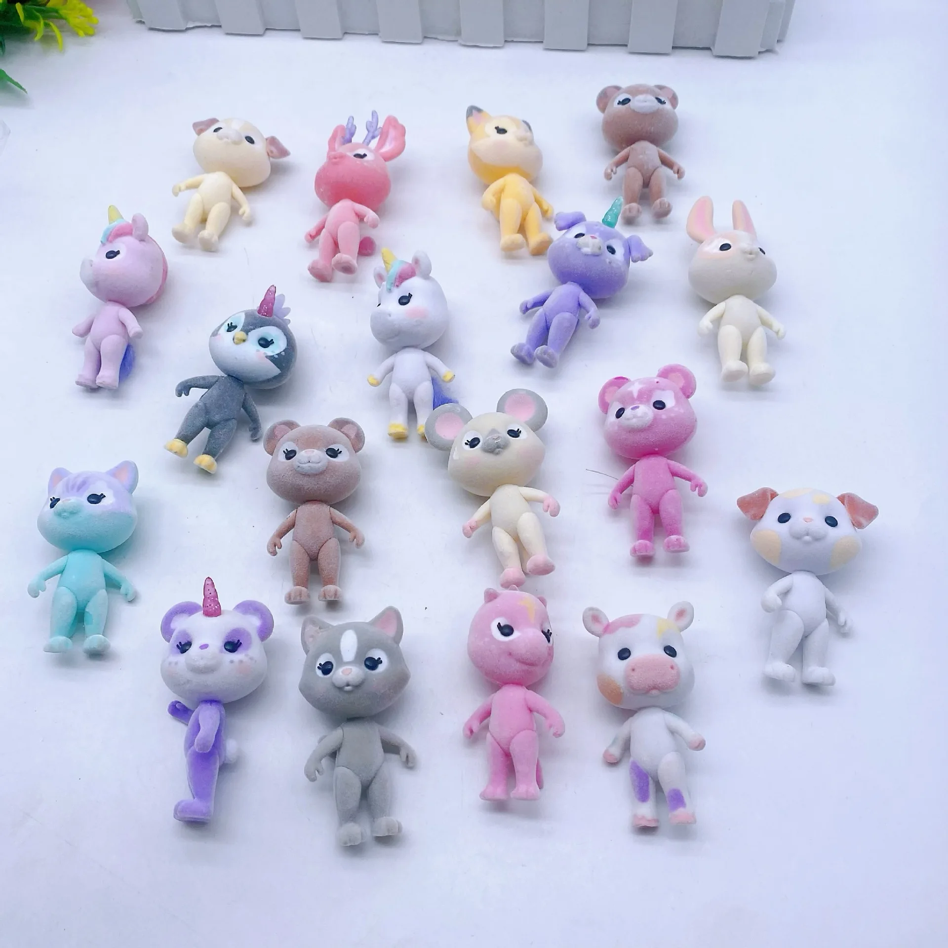 8pcs/A lot  Cute Flocking Animal Forest Animal Action Figure Children's Doll SH019