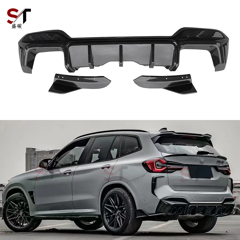 

Suitable for 2022 BM X3M F97 carbon fiber rear lip wrapping angle rear bar tail lip diffuser modified surround