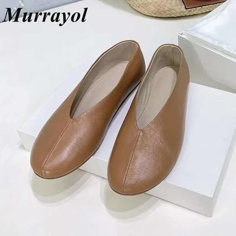 

Genuine Leather Shallow Mouth Flat Bottom Single Shoes Women's Round Toe Mary Jane Shoes Spring Autumn Versatile Office Shoes
