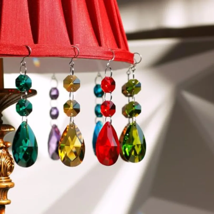 12pcs Teardrop Crystal Chandelier Prisms Suncatcher Beads Replacement, 38mm Hanging Crystals Ornament Pendant for Chandeliers W