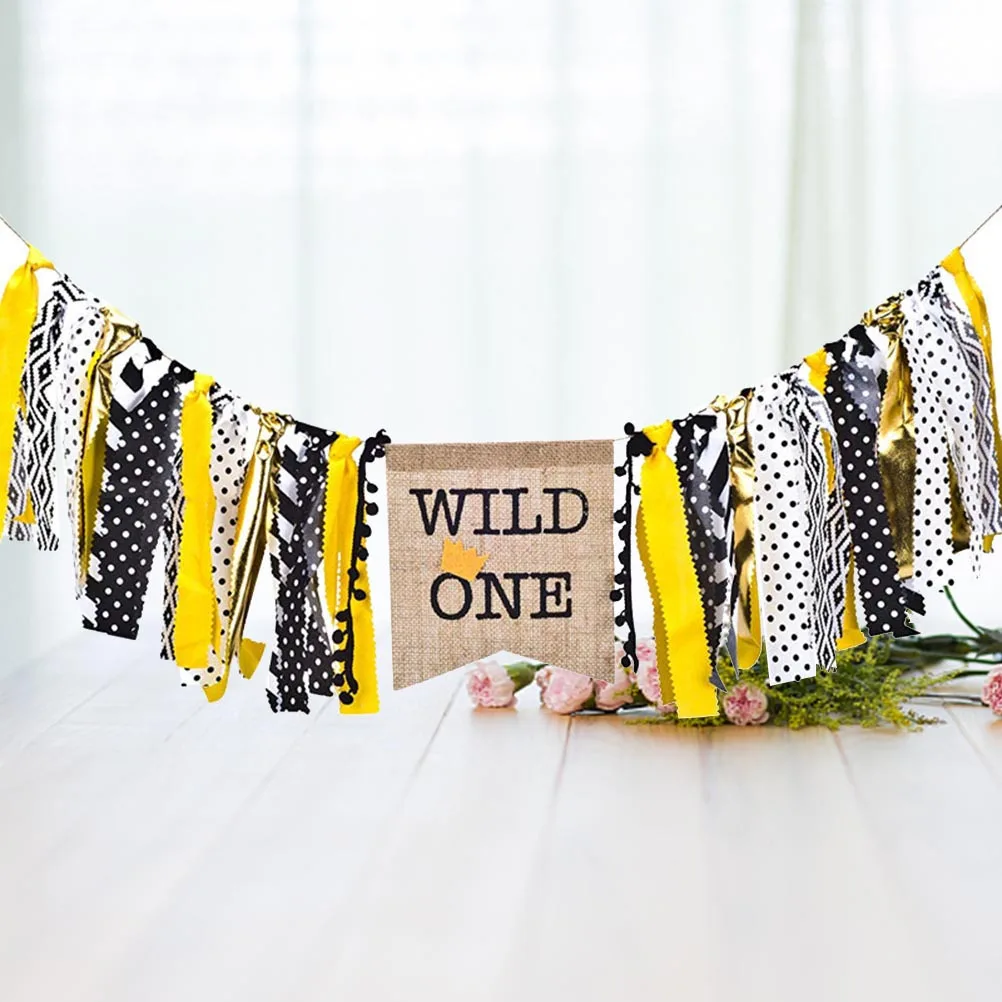 

1St Birthday Fabric Banner Party Decoration Photo Booth Prop For Rustic Linen Wall Hanging Bright Color 2 Sides