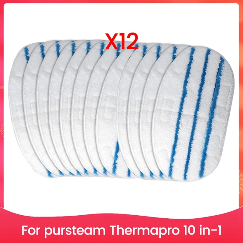 12 PCS Steam Mop Replacement Pad For Pursteam Thermapro 10-In-1 Steam Mop Washable Reusable Steamer Mop Pads