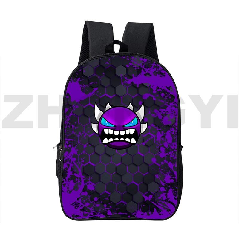 

Big Angry Geometry Dash 3D Backpacks Game Anime Japanese Bag 16 Inch Unisex Fashion Canvas Travel Bag Kids Cartoon Schoolbags