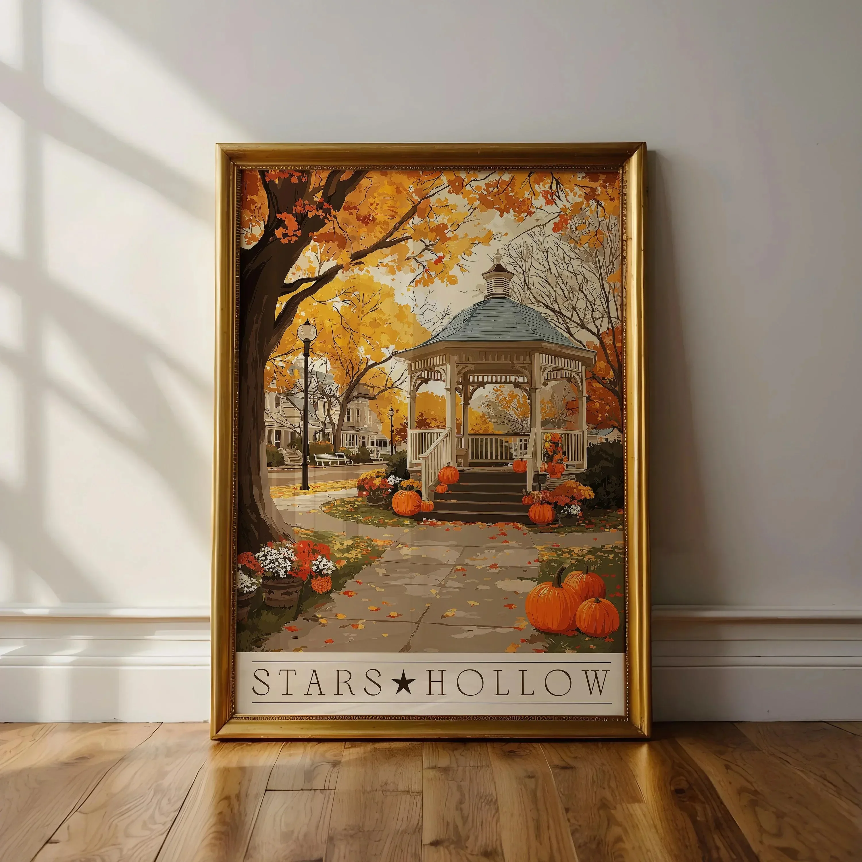 Vintage Autumn Festival Art Print Stars Hollow Poster Wall Decoration Cute Window Shop Home Decor Room Decoration Fall Mural